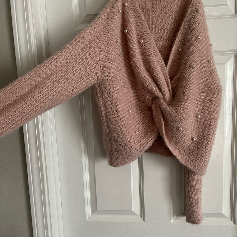 Pink Pearl Crop Sweater